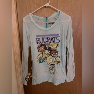 Nickelodeon rewind rugrats light blue semi see-through long sleeve zipper back
